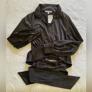 Cropped silk scrunched top